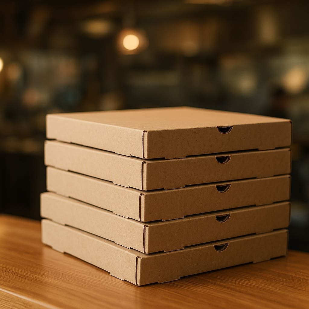 Cajas de pizza listas para reparto