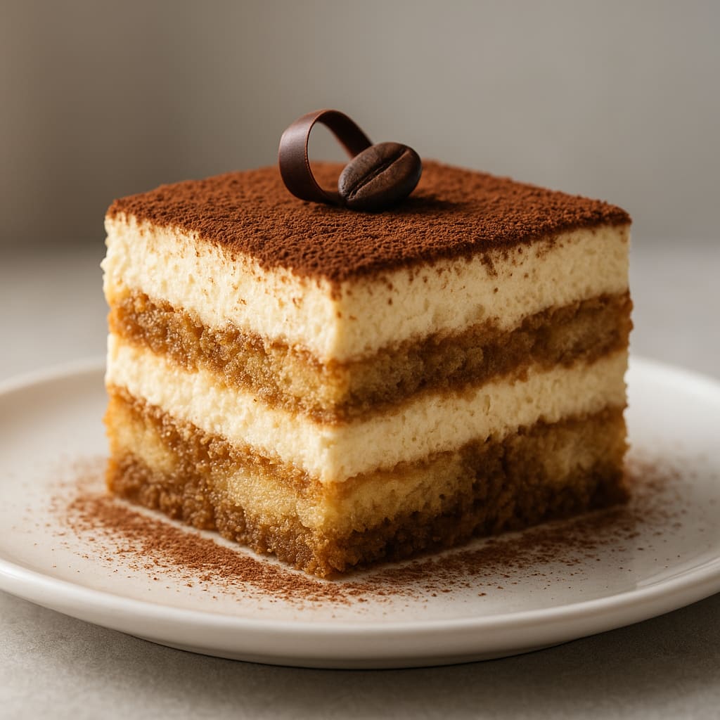 Porción de tiramisú casero